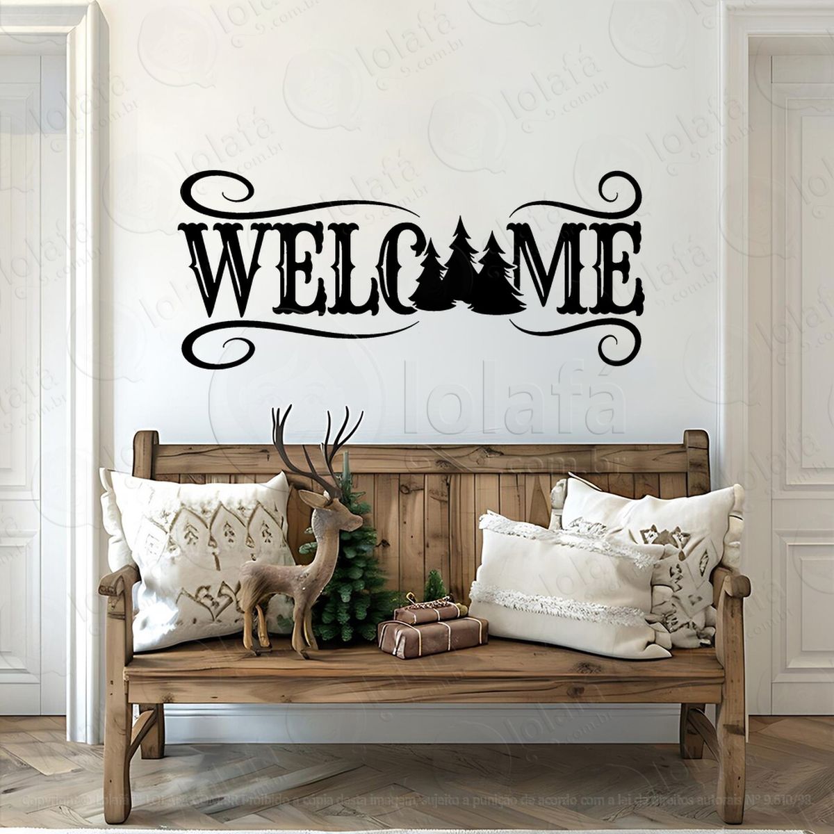 frase welcome e pinheiros adesivos de natal mod:512