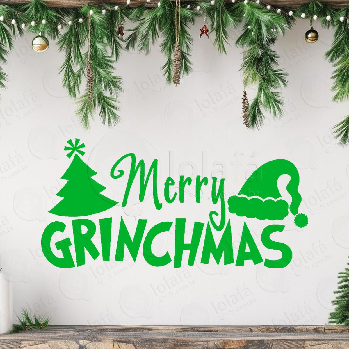 frase merry grinchmas adesivos de natal mod:514