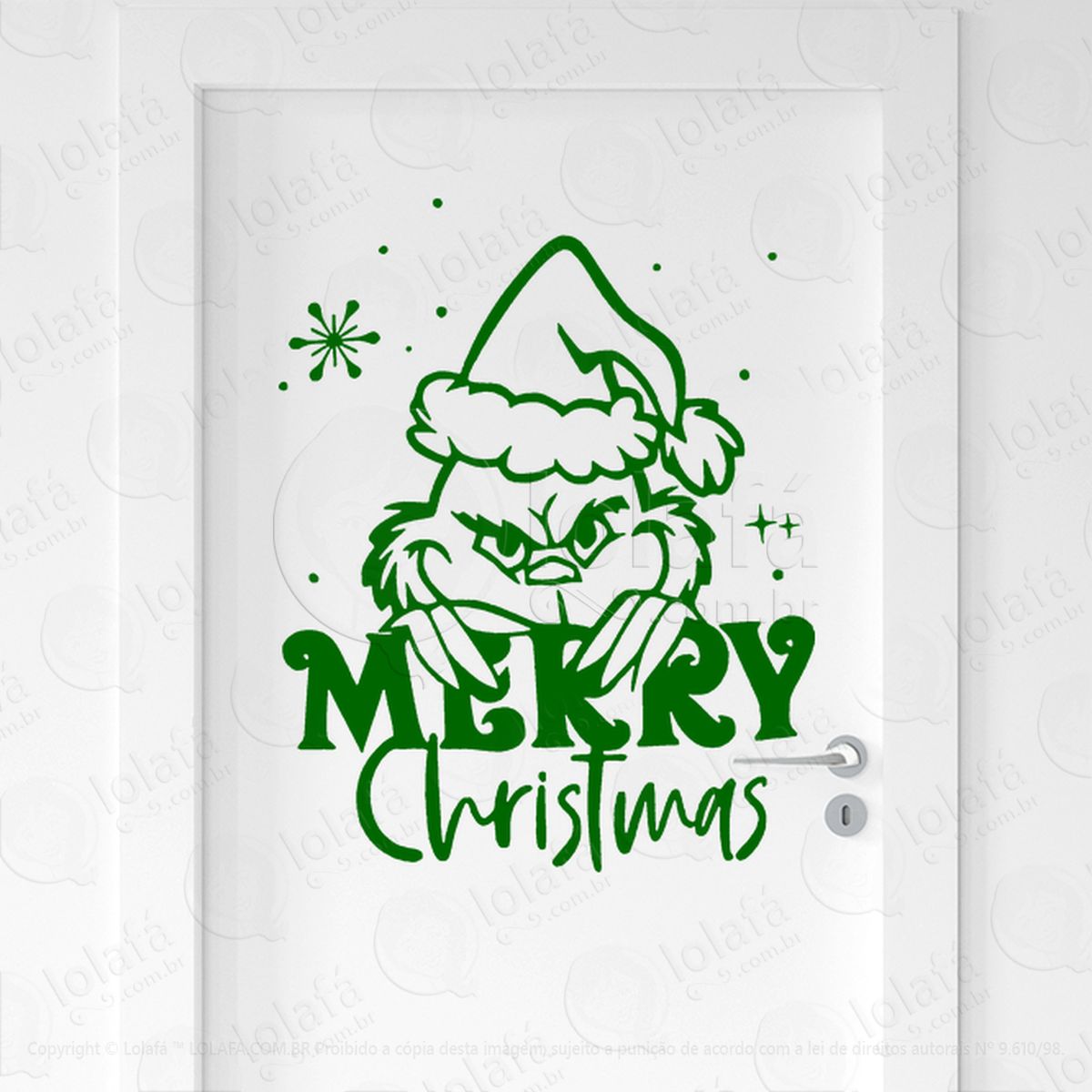 grinch e frase merry christmas adesivos de natal mod:515