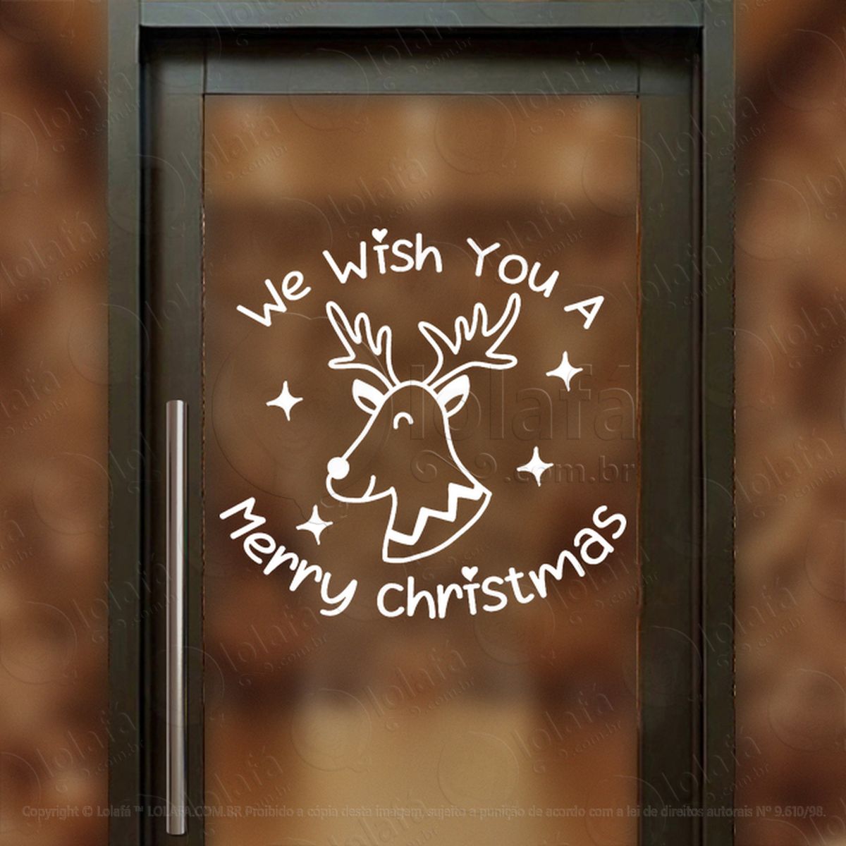rena e frase merry christmas adesivos de natal mod:520