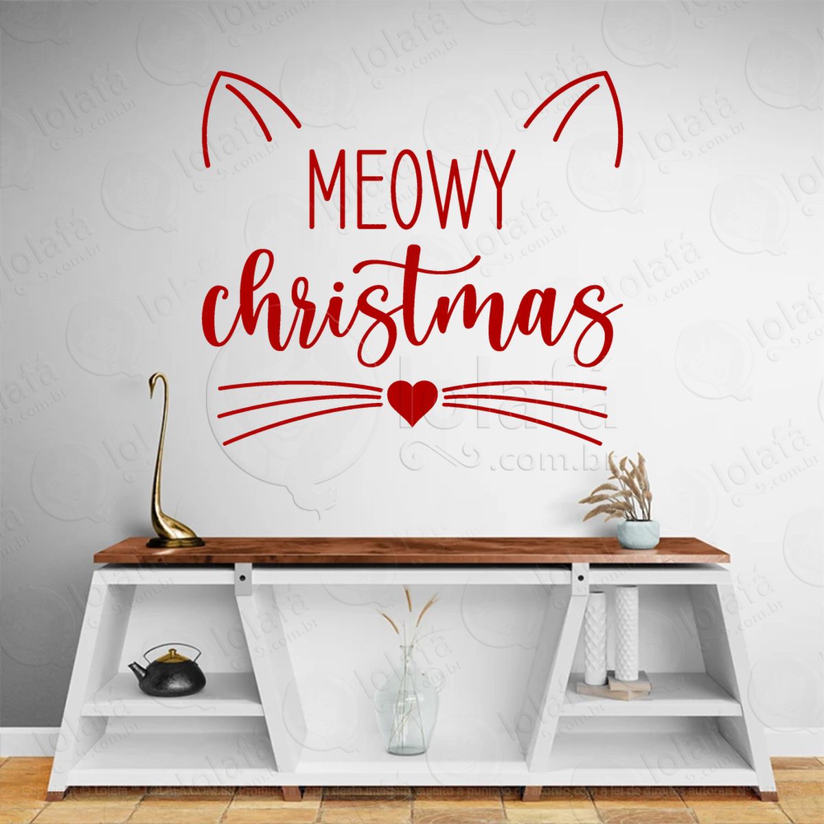 gato pet e frase meowy christmas adesivos de natal mod:521