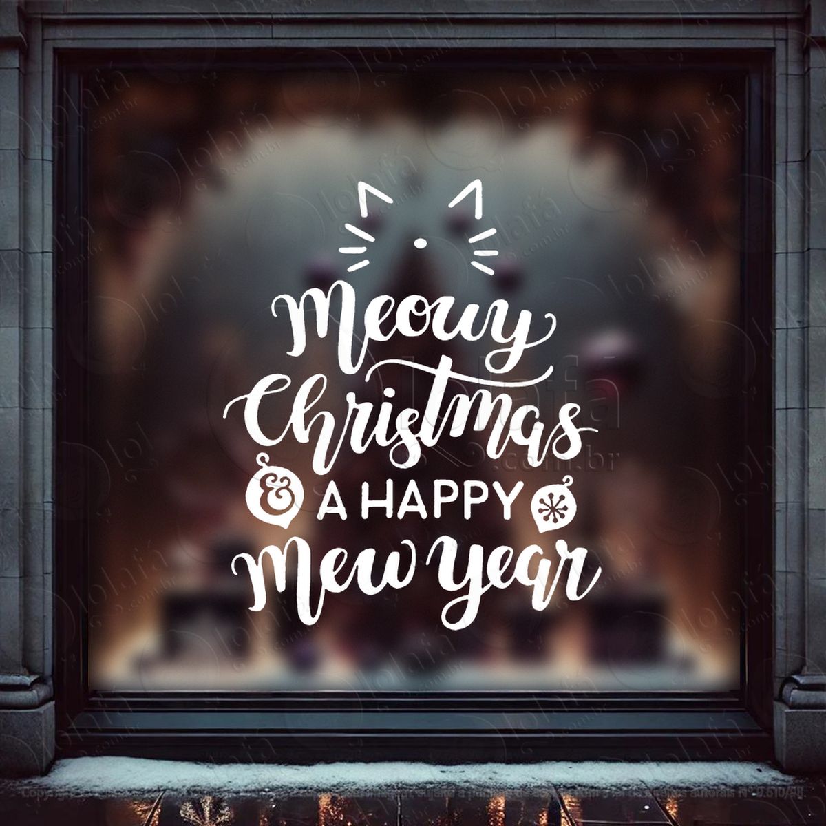 gato pet e frase meowy christmas adesivos de natal mod:522