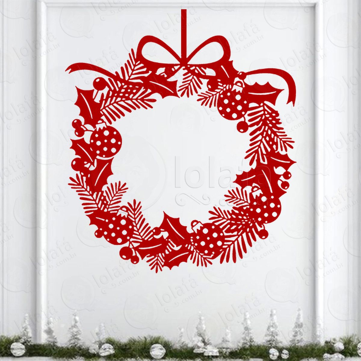 guirlanda de natal folhas e laço adesivos de natal mod:533