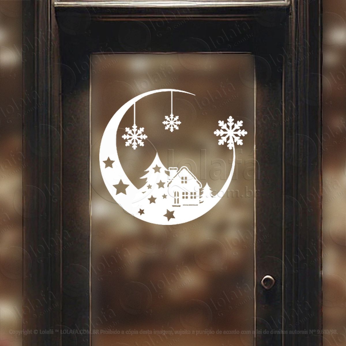 guirlanda de natal casa e flocos adesivos de natal mod:542