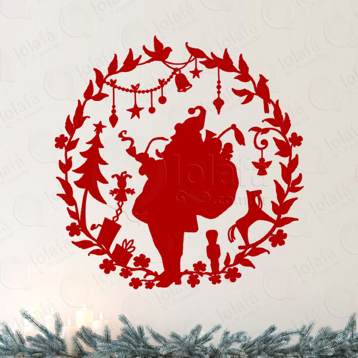 guirlanda de natal com papai noel adesivos de natal mod:562