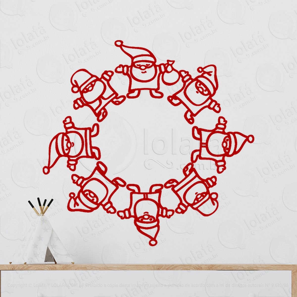 guirlanda de natal com papai noel adesivos de natal mod:563