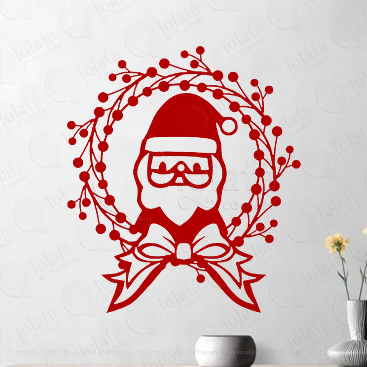 guirlanda de natal com papai noel adesivos de natal mod:564
