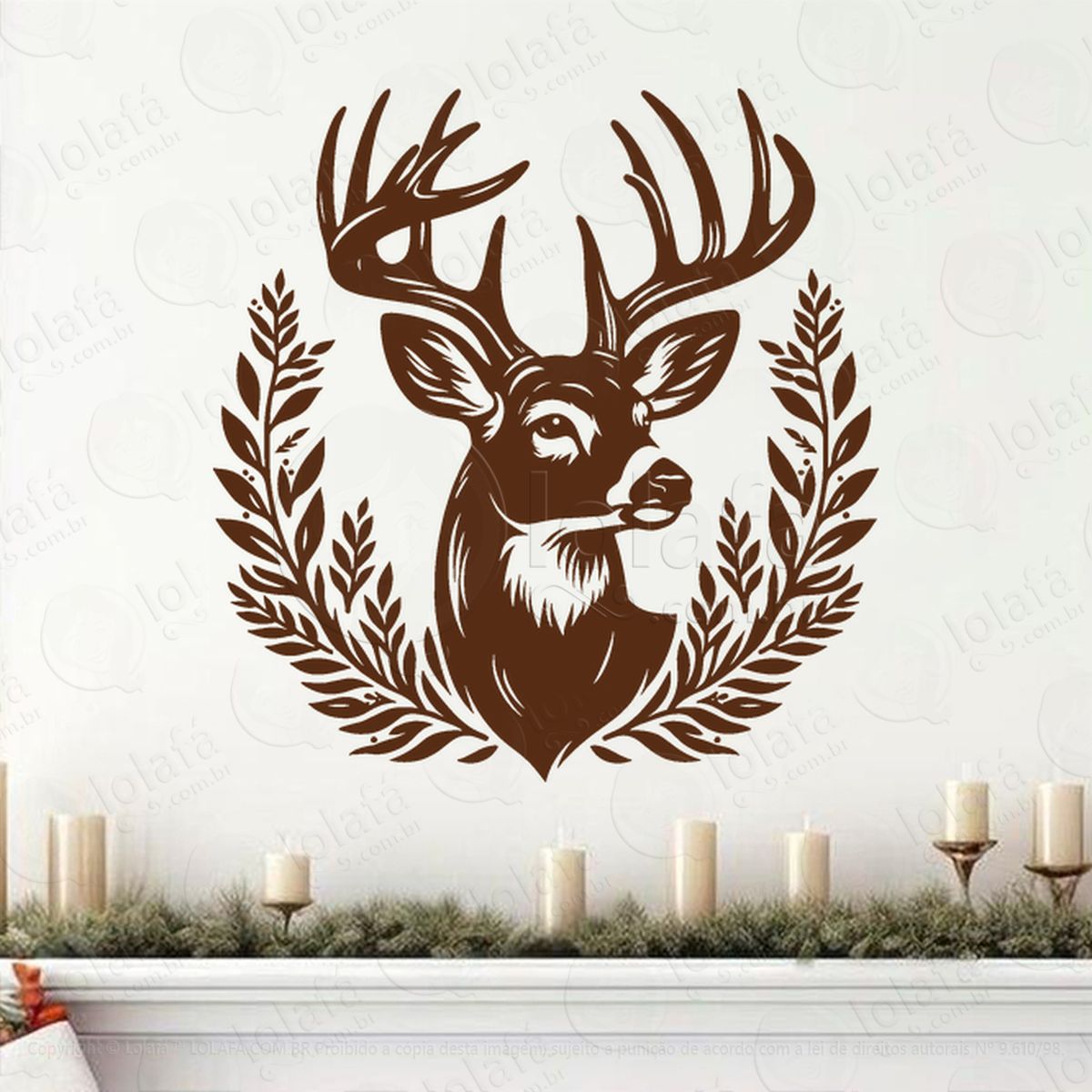 guirlanda de natal folhas e rena adesivos de natal mod:568