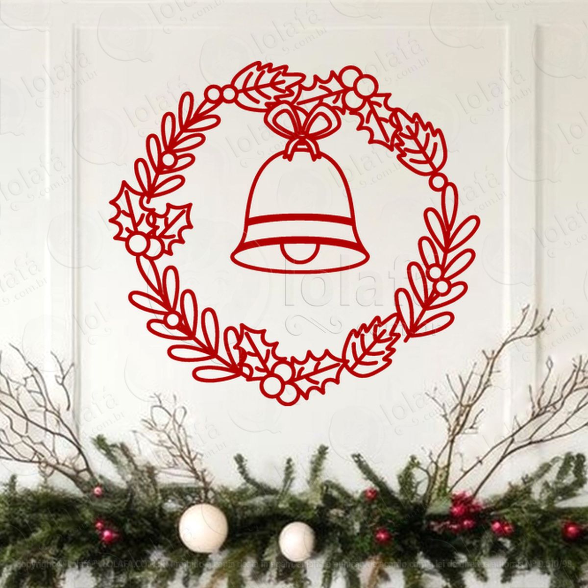 guirlanda de natal sino e folhas adesivos de natal mod:588