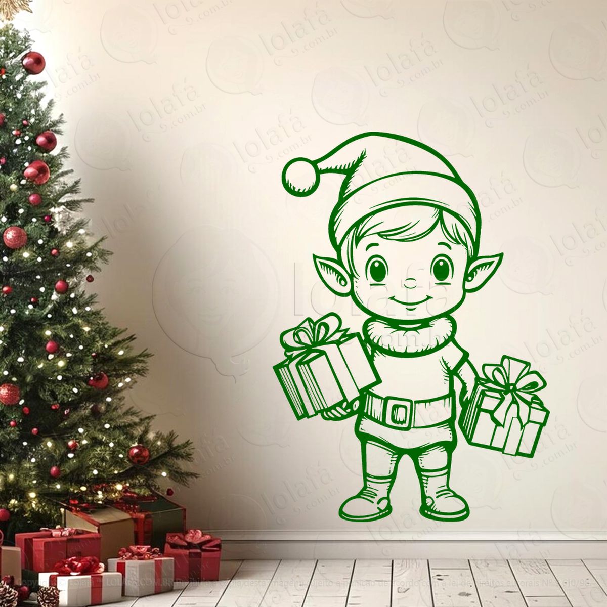 duende ajudante do papai noel adesivos de natal mod:596