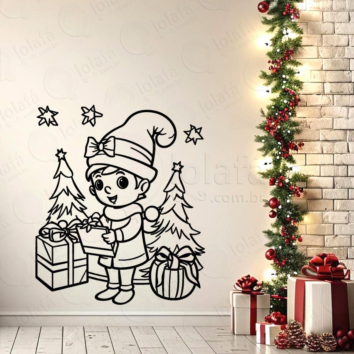 duende ajudante do papai noel adesivos de natal mod:600