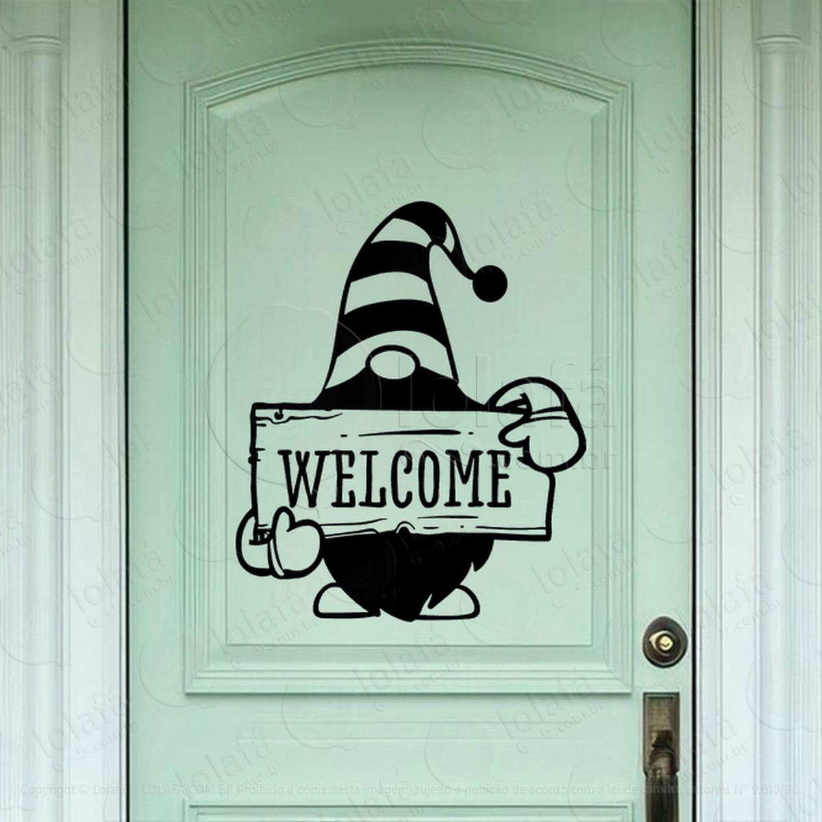 gnomo ajudante frase welcome adesivos de natal mod:622