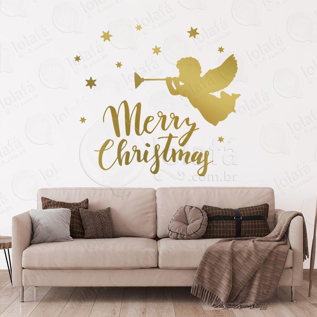 anjo e frase merry christmas adesivos de natal mod:639