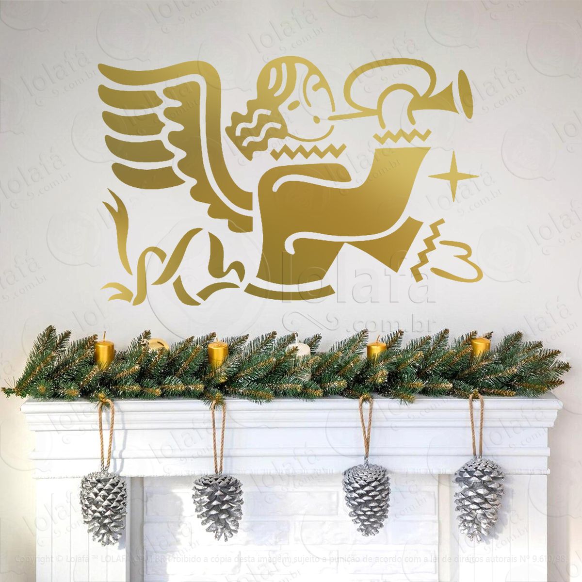 Anjo Tocando Trombeta Adesivos De Natal Mod:644