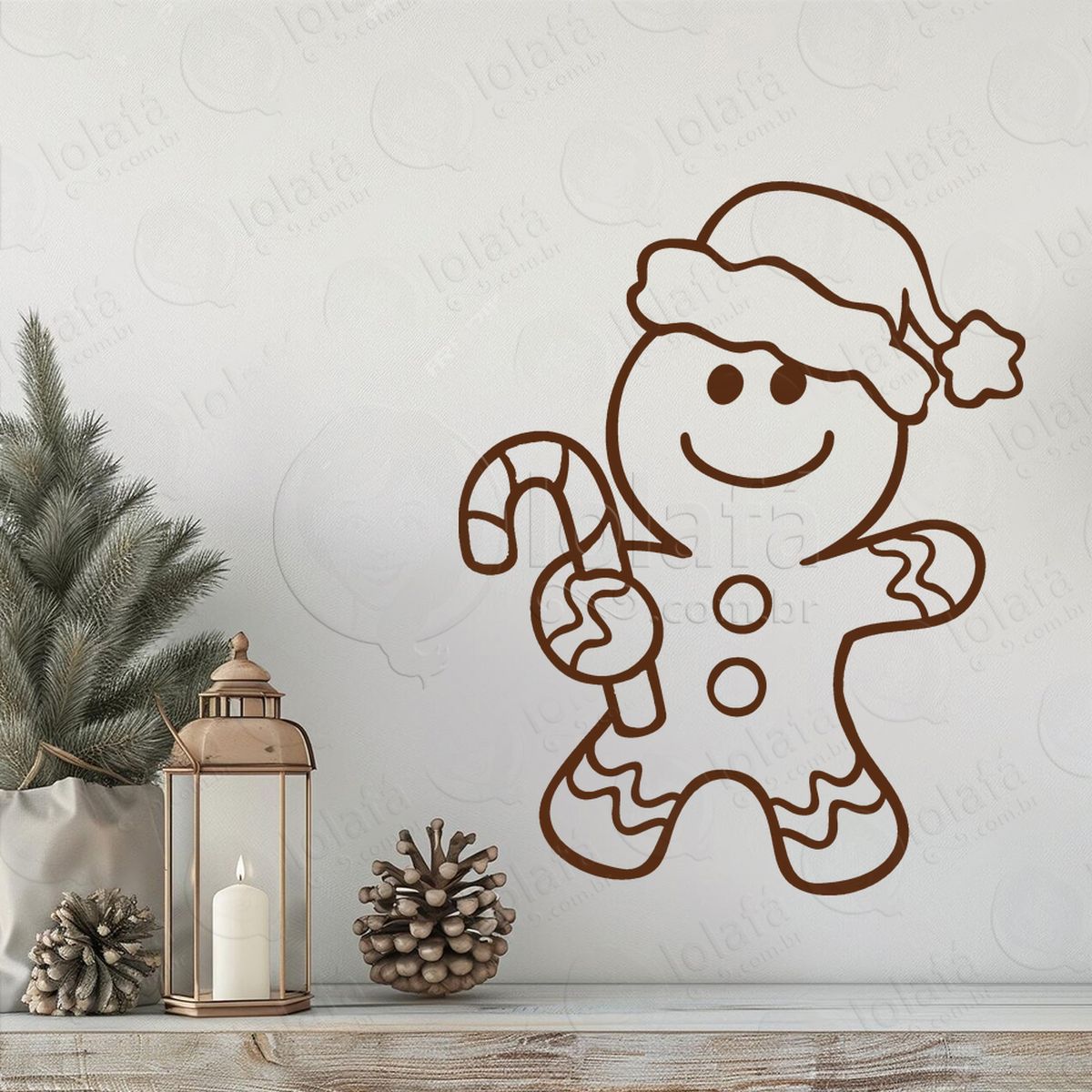 biscoito de gengibre com bengala adesivos de natal mod:649