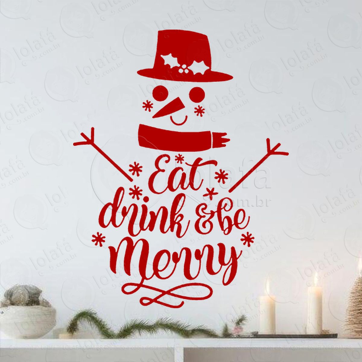 boneco de neve eat drink & be merry adesivos de natal mod:669