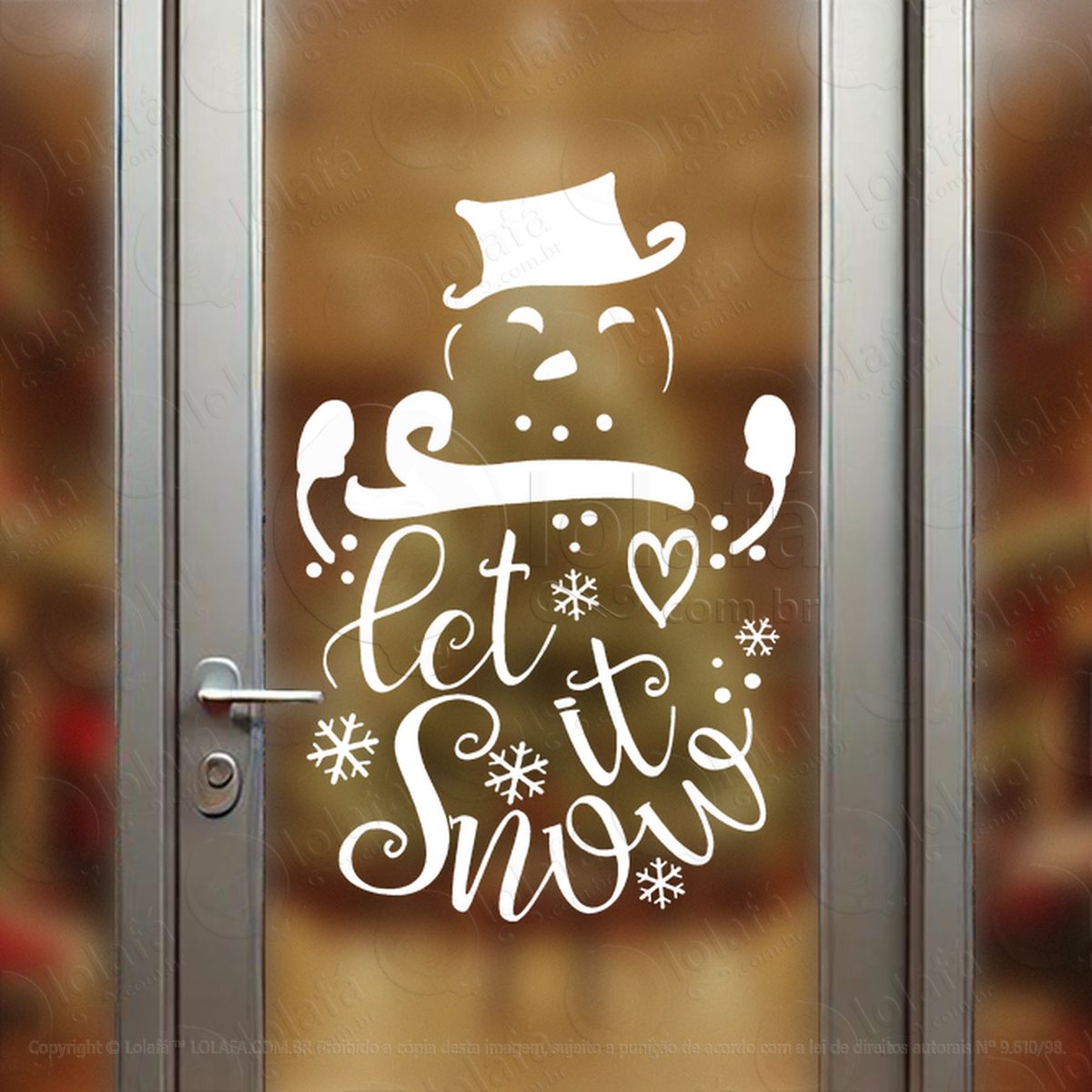 boneco de neve e frase let it snow adesivos de natal mod:672
