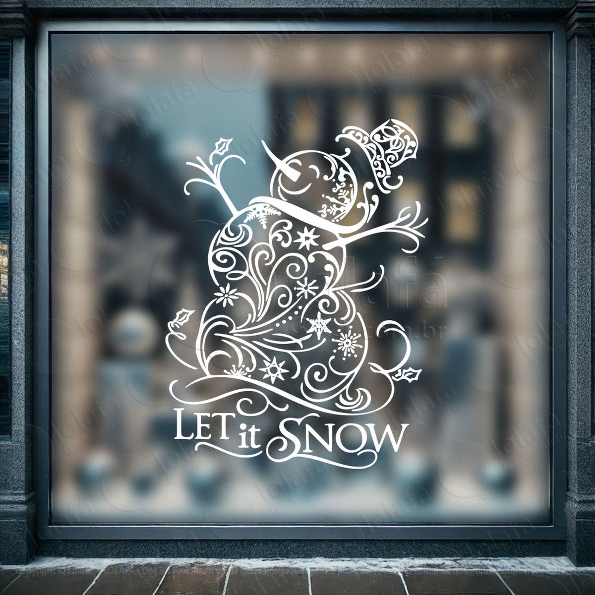 boneco de neve e frase let it snow adesivos de natal mod:673
