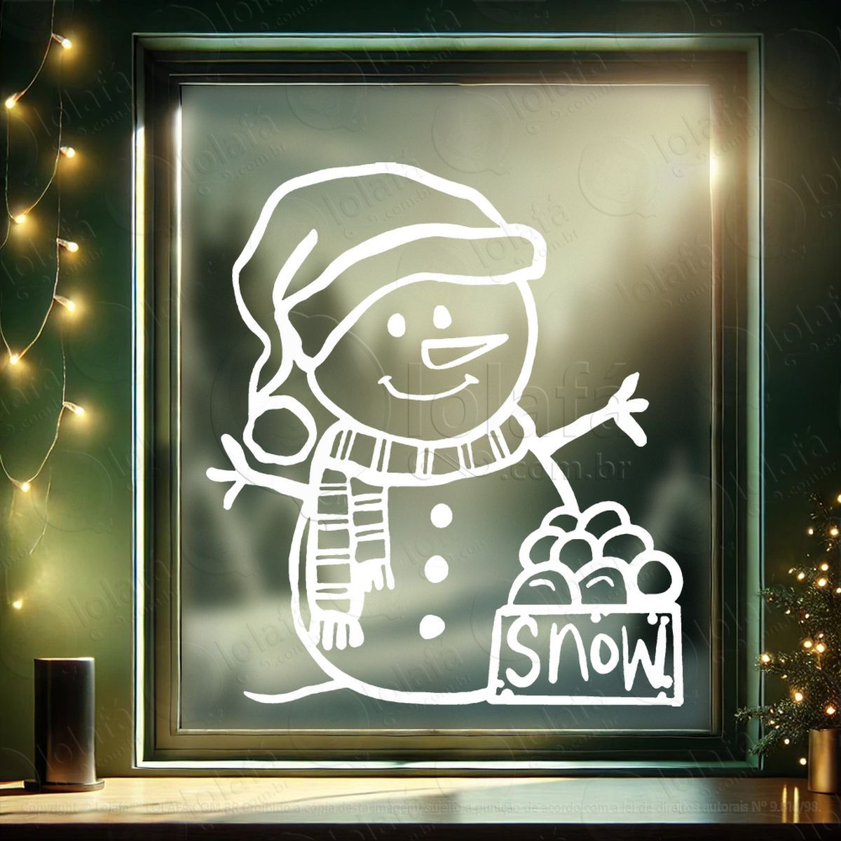 boneco de neve e frase snow adesivos de natal mod:674