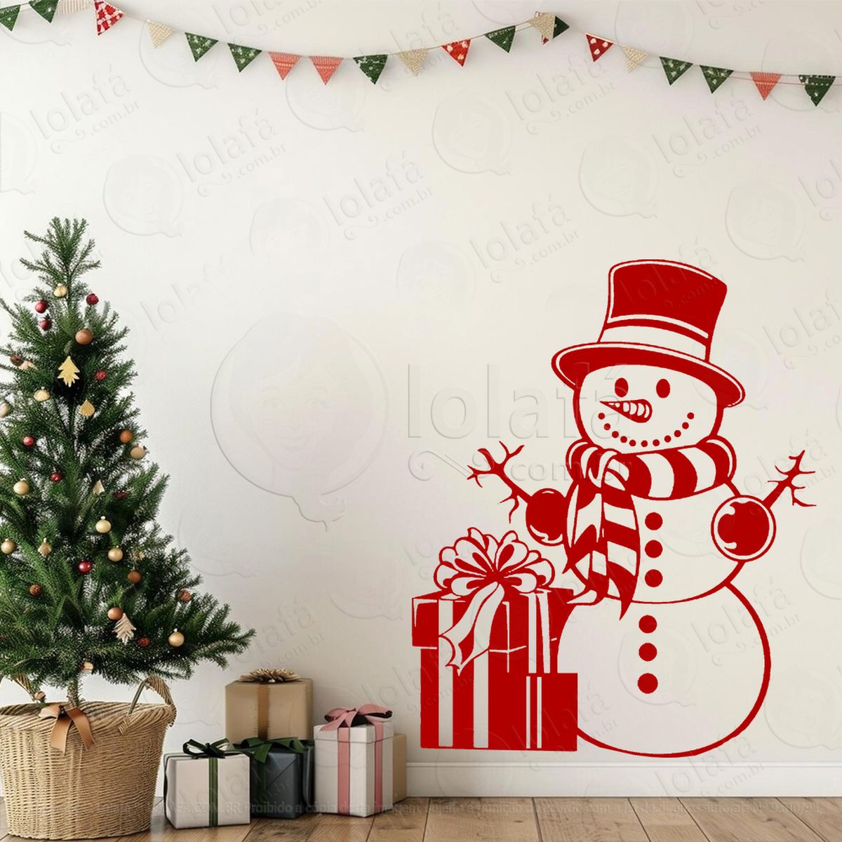 boneco de neve e presentes adesivos de natal mod:675