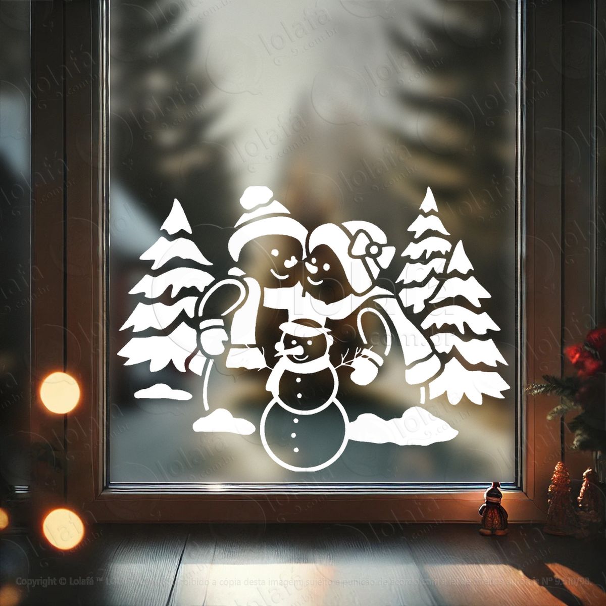 bonecos de neve família com Árvores adesivos de natal mod:677