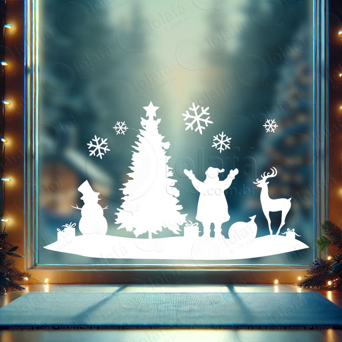 cenário com Árvore papai noel rena adesivos de natal mod:679