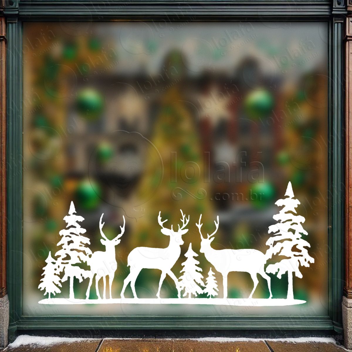 cenário com renas na floresta adesivos de natal mod:684