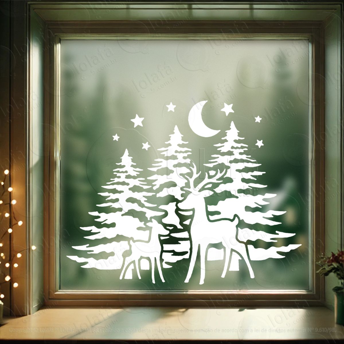 cenário com renas na floresta adesivos de natal mod:686