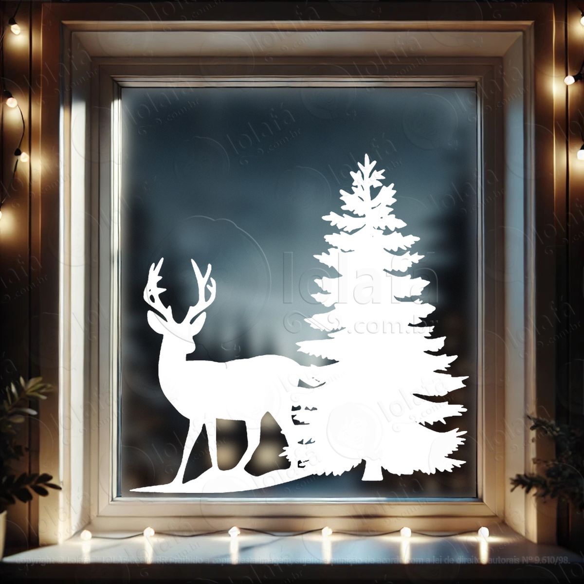 cenário com rena na floresta adesivos de natal mod:688