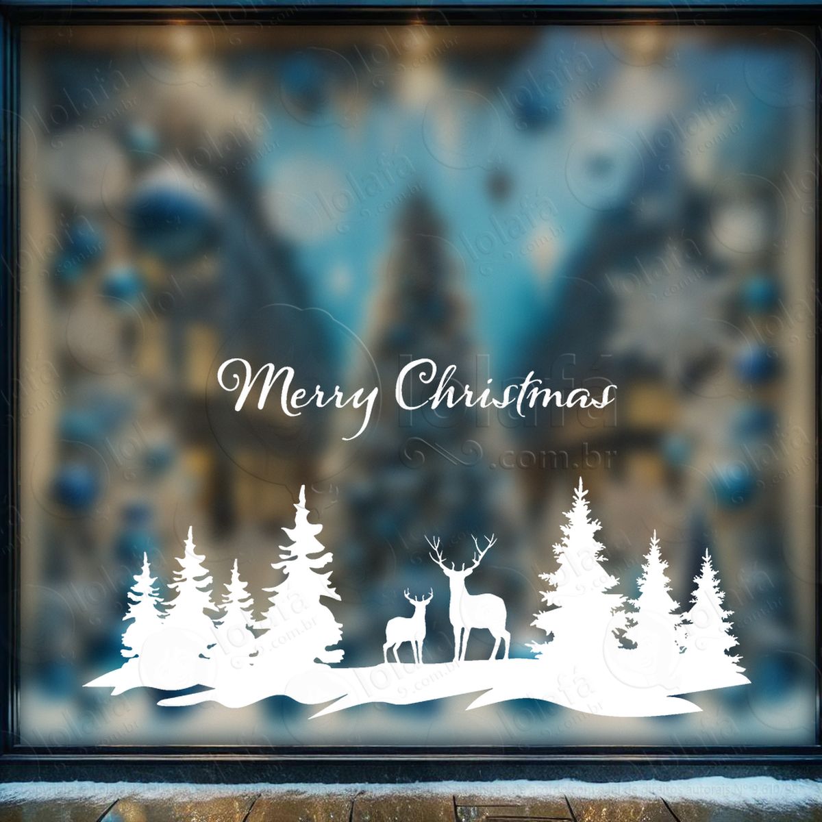 renas na floresta & merry christmas adesivos de natal mod:689