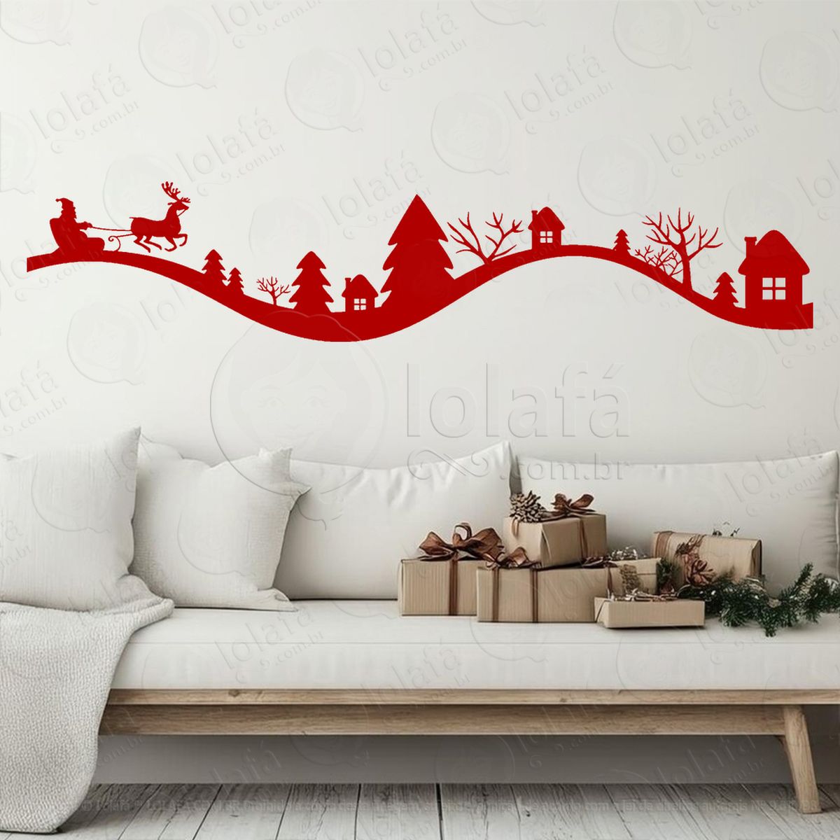 trenó do noel voando na cidade adesivos de natal mod:699