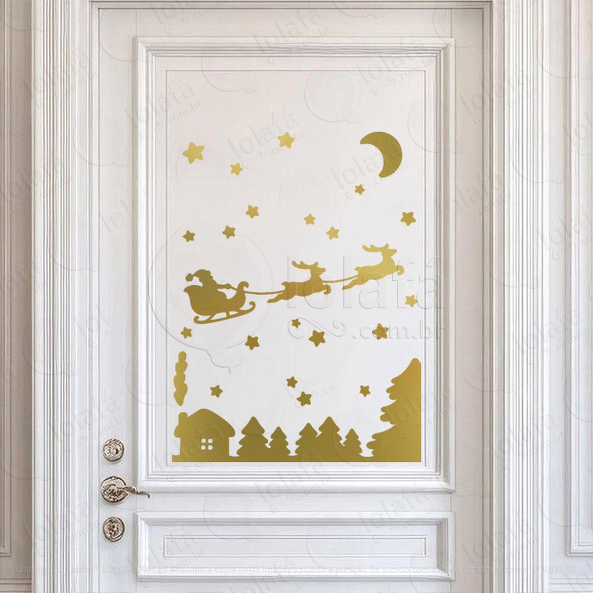trenó do noel voando sobre a casa adesivos de natal mod:700