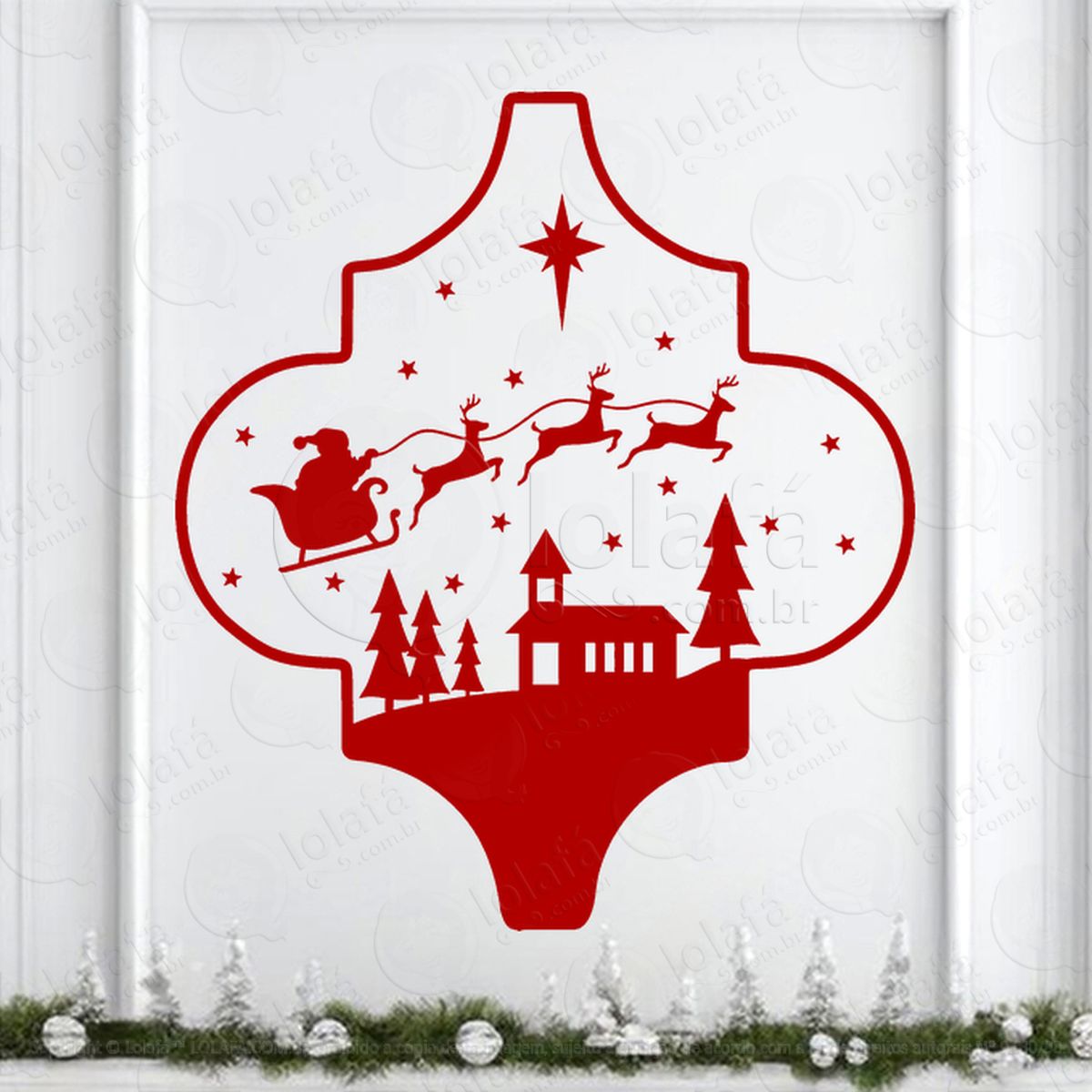 trenó do noel voando sobre a casa adesivos de natal mod:704