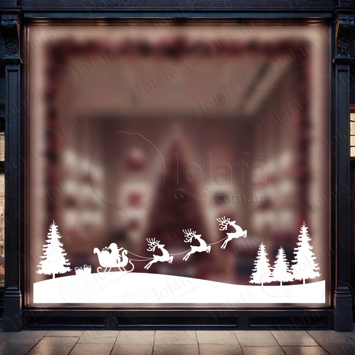 Trenó do Noel Voando na Floresta Adesivos De Natal Mod:706