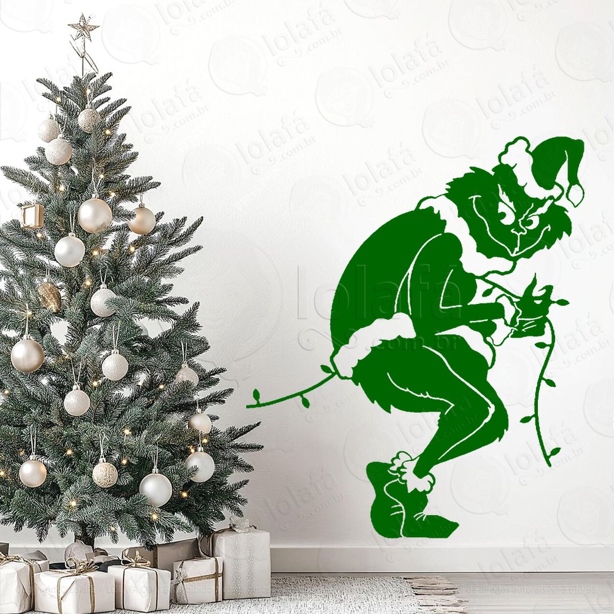 grinch pegando o pisca pisca adesivos de natal mod:710