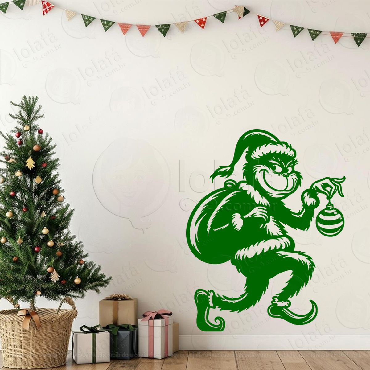grinch pegando bola de natal adesivos de natal mod:711