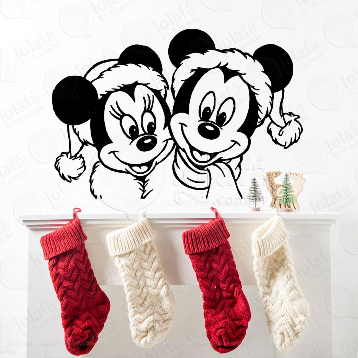 mickey e minnie no natal adesivos de natal mod:721