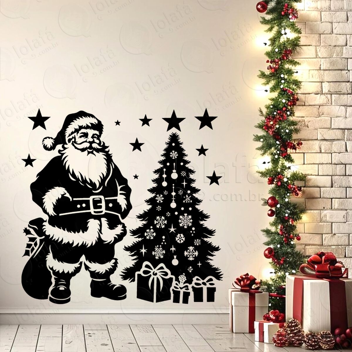 papai noel com Árvore de natal adesivos de natal mod:738