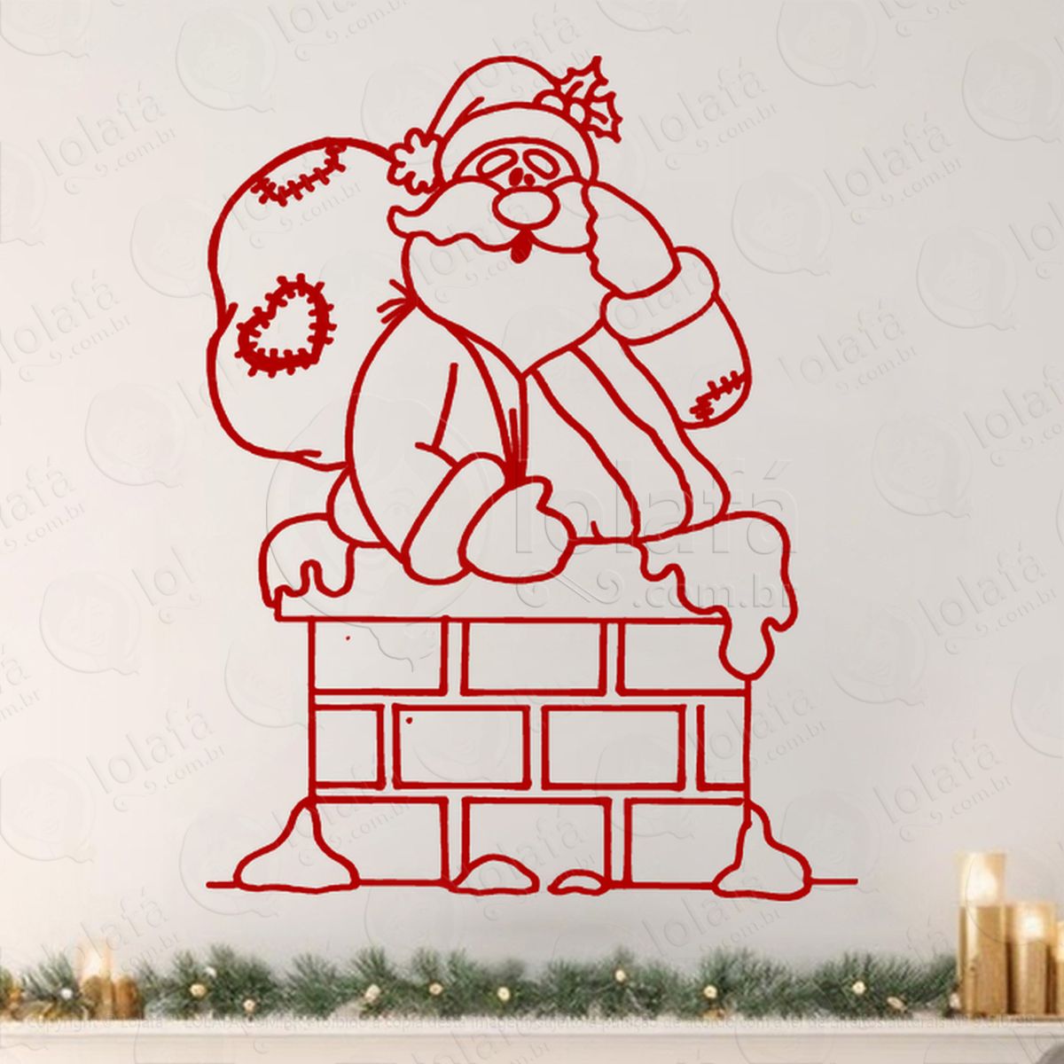 papai noel saindo da chaminé adesivos de natal mod:742