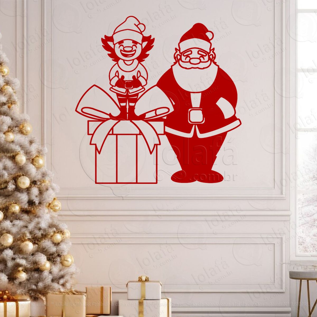 papai noel e duende ajudante adesivos de natal mod:743