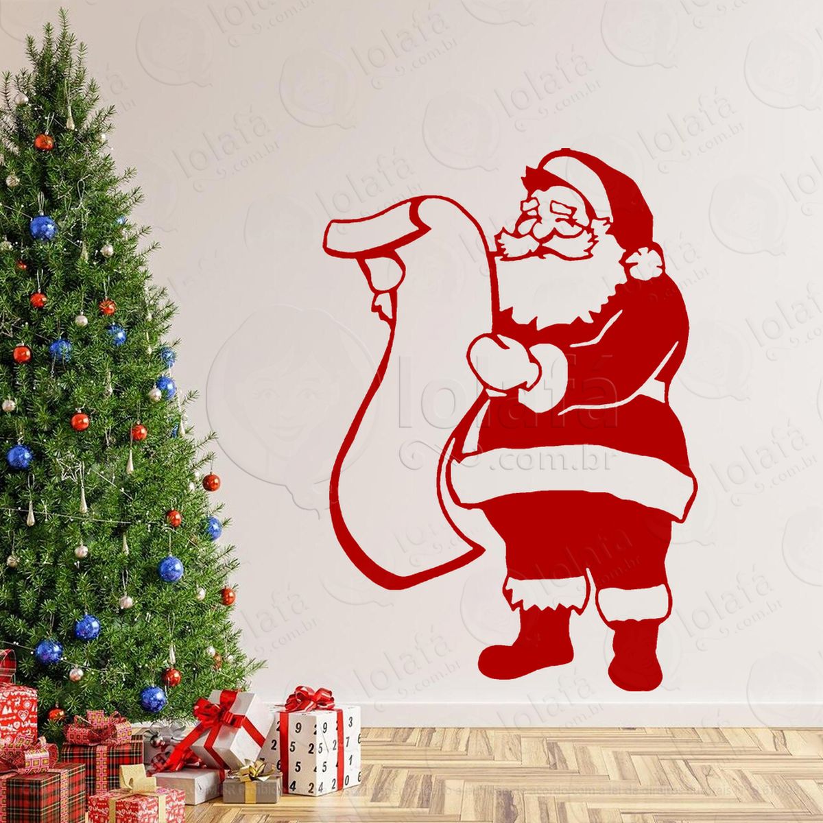 papai noel lendo lista de presentes adesivos de natal mod:744