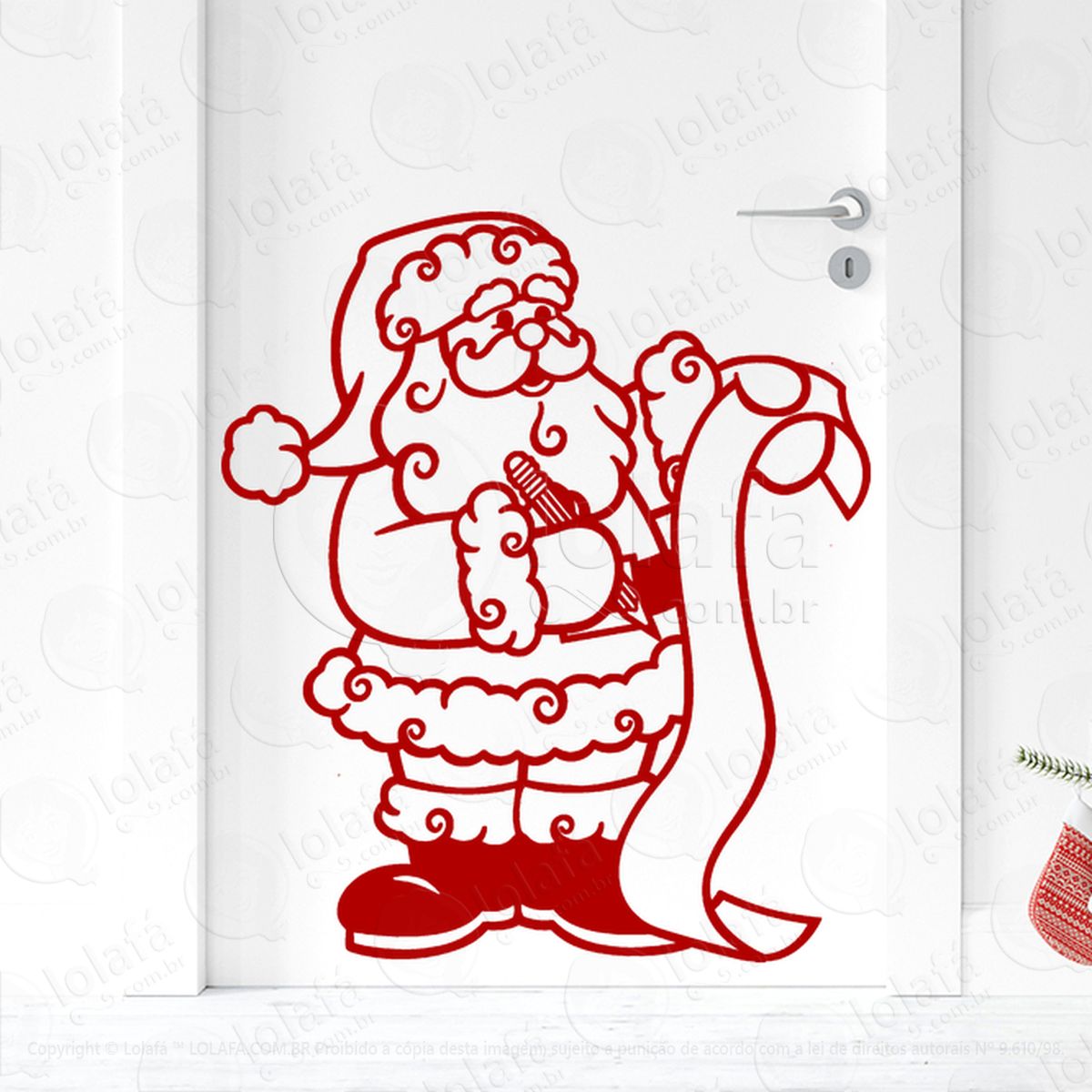 papai noel lendo lista de presentes adesivos de natal mod:745