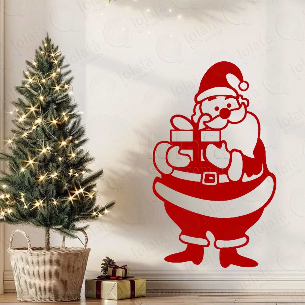 papai noel com presente adesivos de natal mod:748