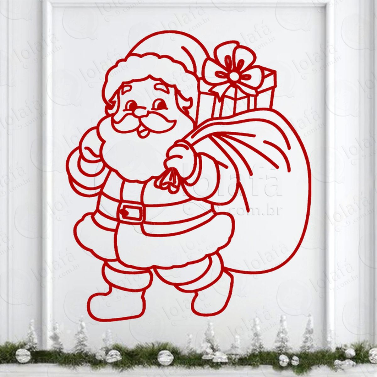 papai noel com sacola de presentes adesivos de natal mod:750