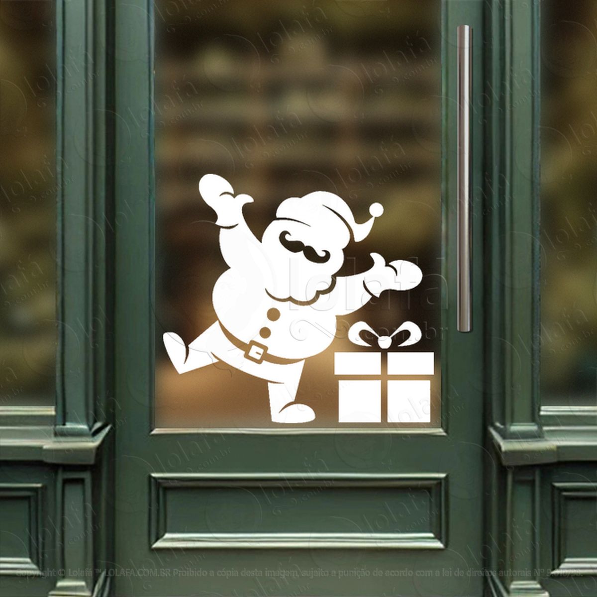 papai noel com presente adesivos de natal mod:752