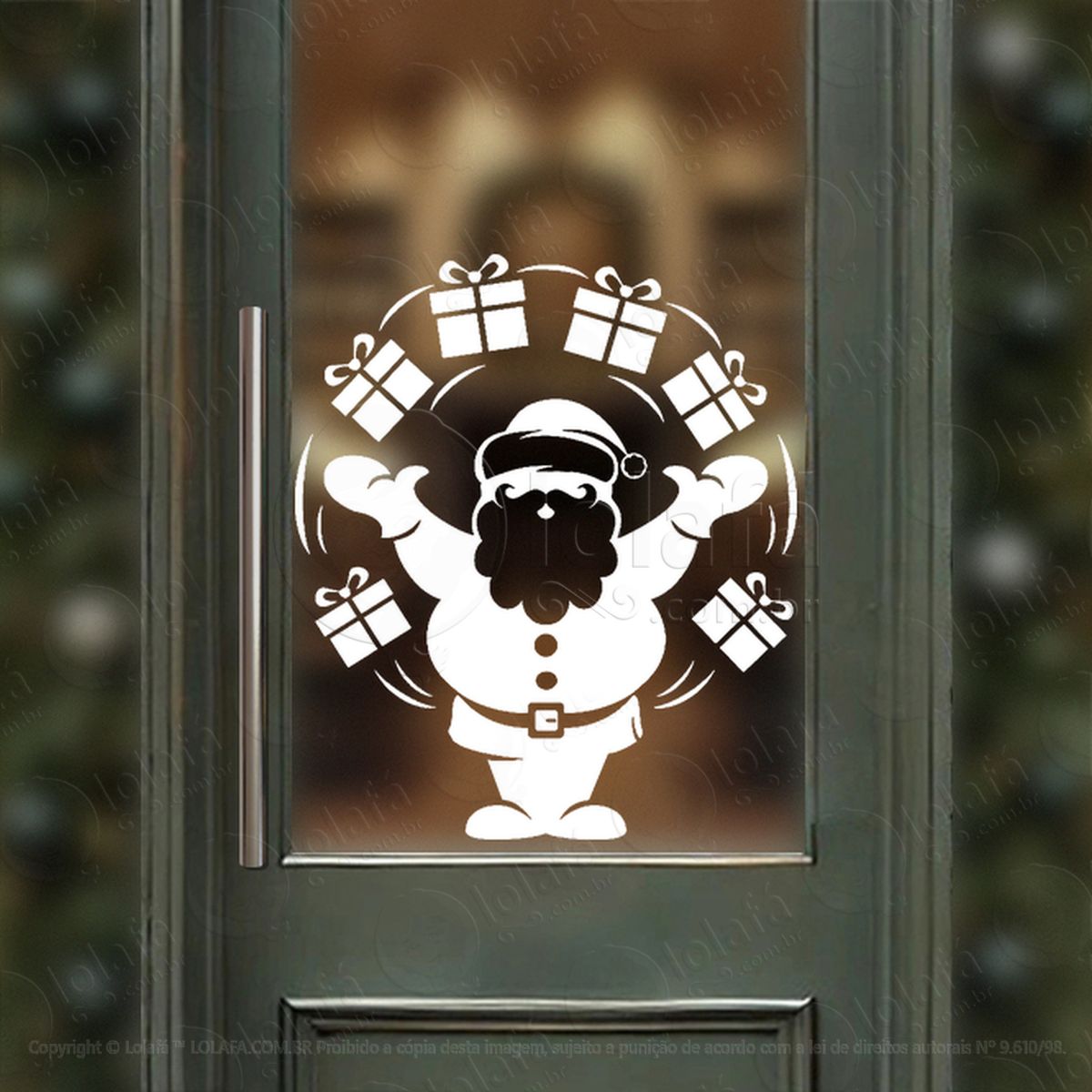 papai noel com presentes adesivos de natal mod:753