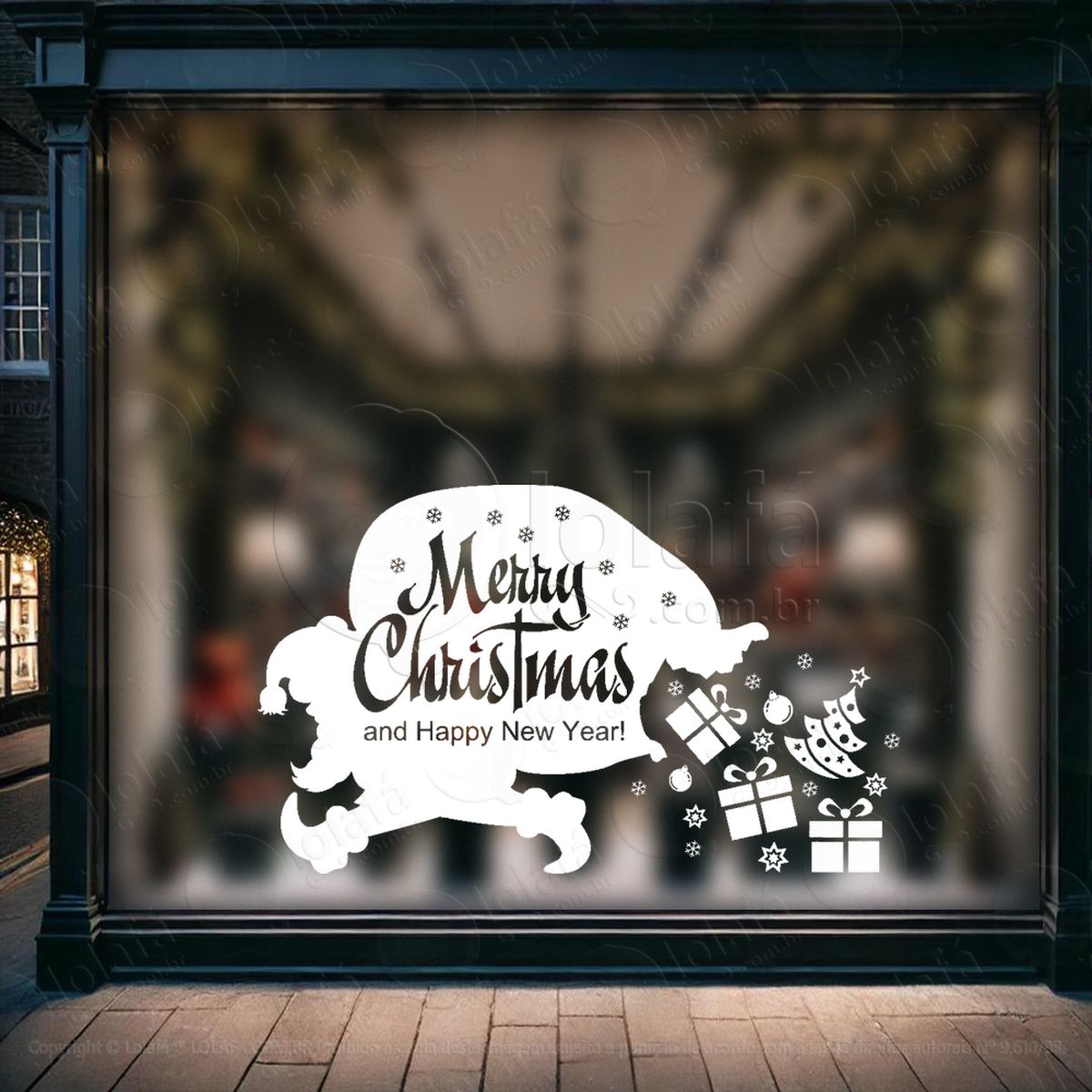 papai noel frase merry christmas adesivos de natal mod:755
