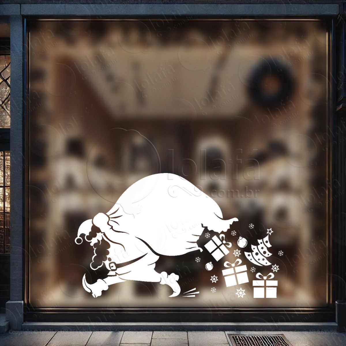 papai noel com sacola de presentes adesivos de natal mod:760