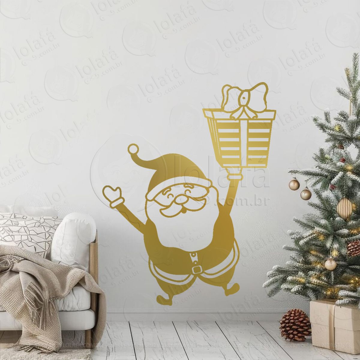 papai noel com presentes adesivos de natal mod:761