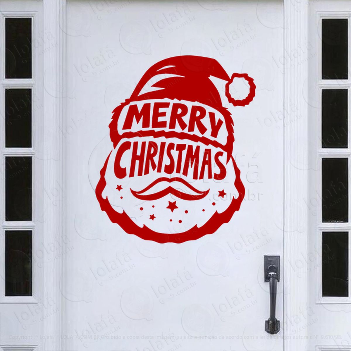 papai noel e frase merry christmas adesivos de natal mod:763